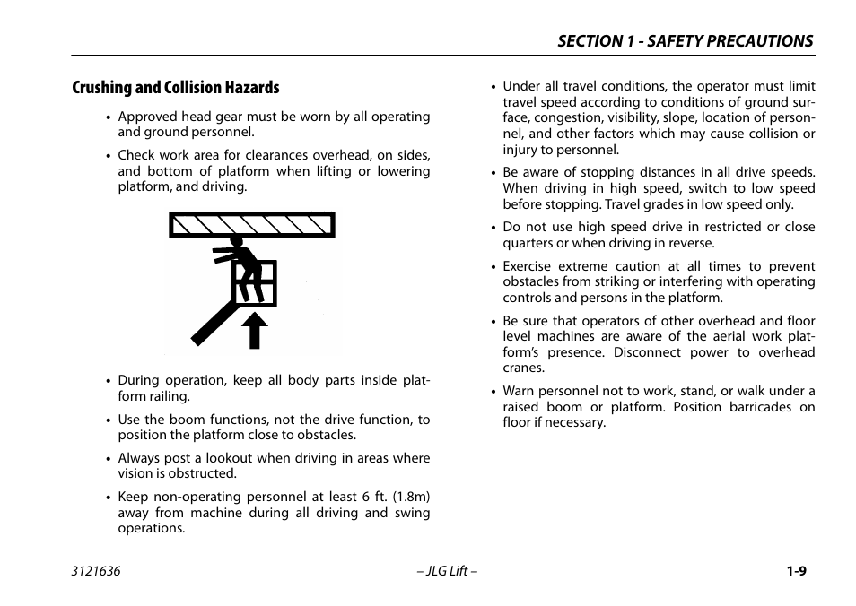 Crushing and collision hazards | JLG X500AJ Operator Manual User Manual | Page 21 / 154