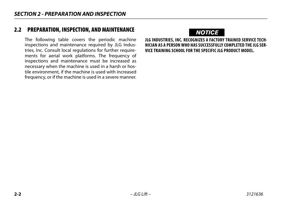 2 preparation, inspection, and maintenance, Preparation, inspection, and maintenance -2 | JLG X500AJ Operator Manual User Manual | Page 26 / 154