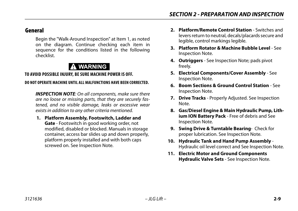 General, General -9 | JLG X500AJ Operator Manual User Manual | Page 33 / 154