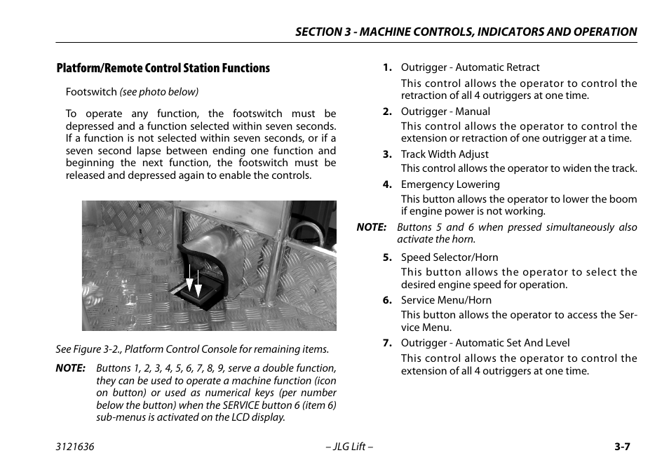 Platform/remote control station functions, Platform/remote control station functions -6 | JLG X500AJ Operator Manual User Manual | Page 41 / 154