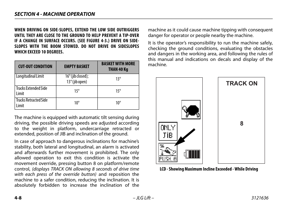 Track on 8 | JLG X500AJ Operator Manual User Manual | Page 58 / 154