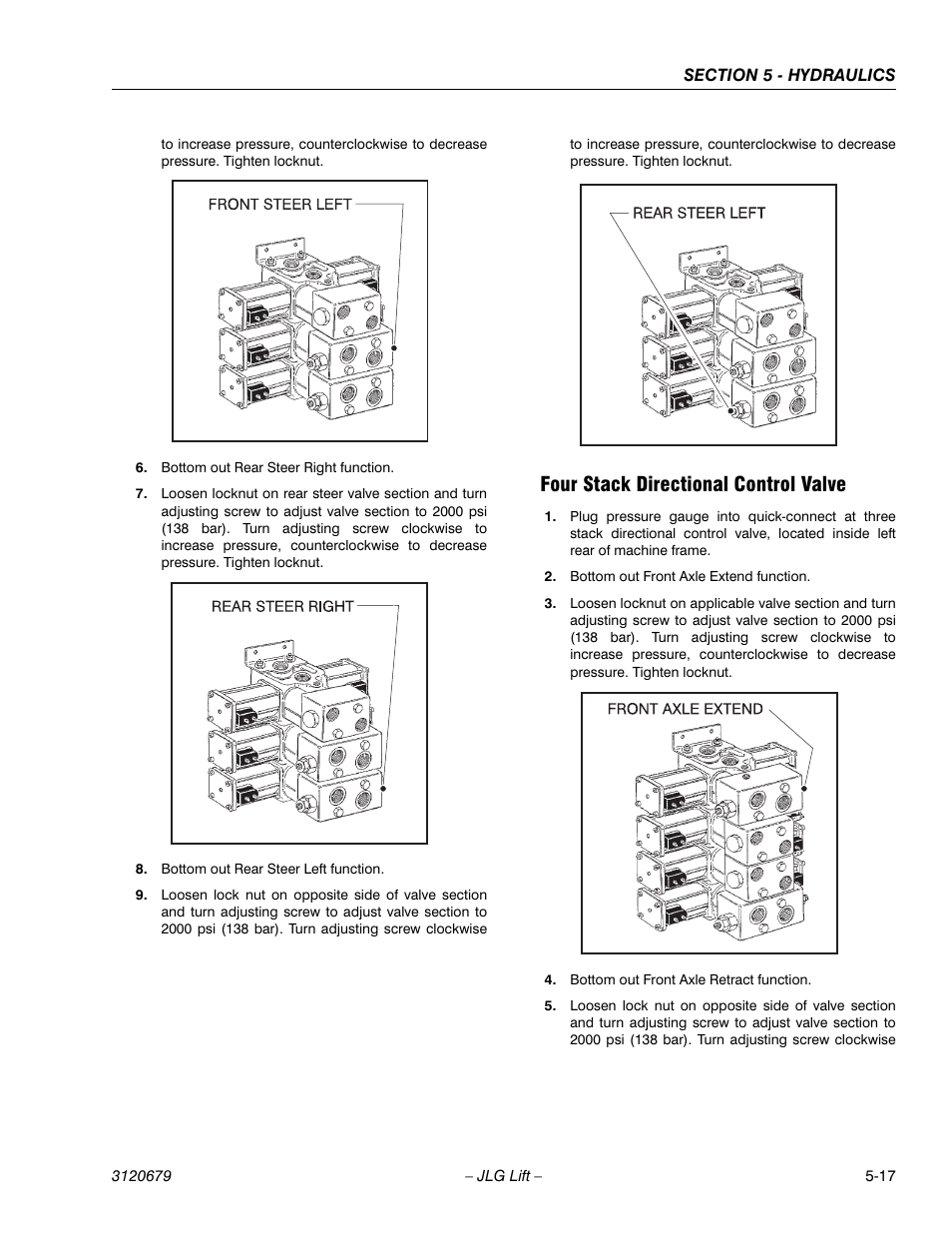 Four stack directional control valve, Four stack directional control valve -17 | JLG 150HAX ANSI Service Manual User Manual | Page 113 / 160