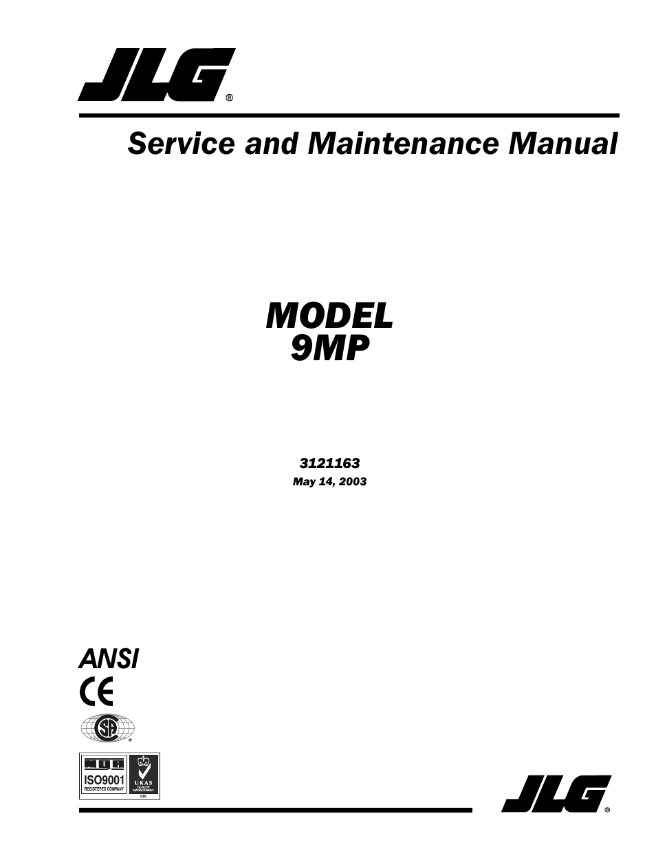 JLG 9MP Service Manual User Manual | 70 pages