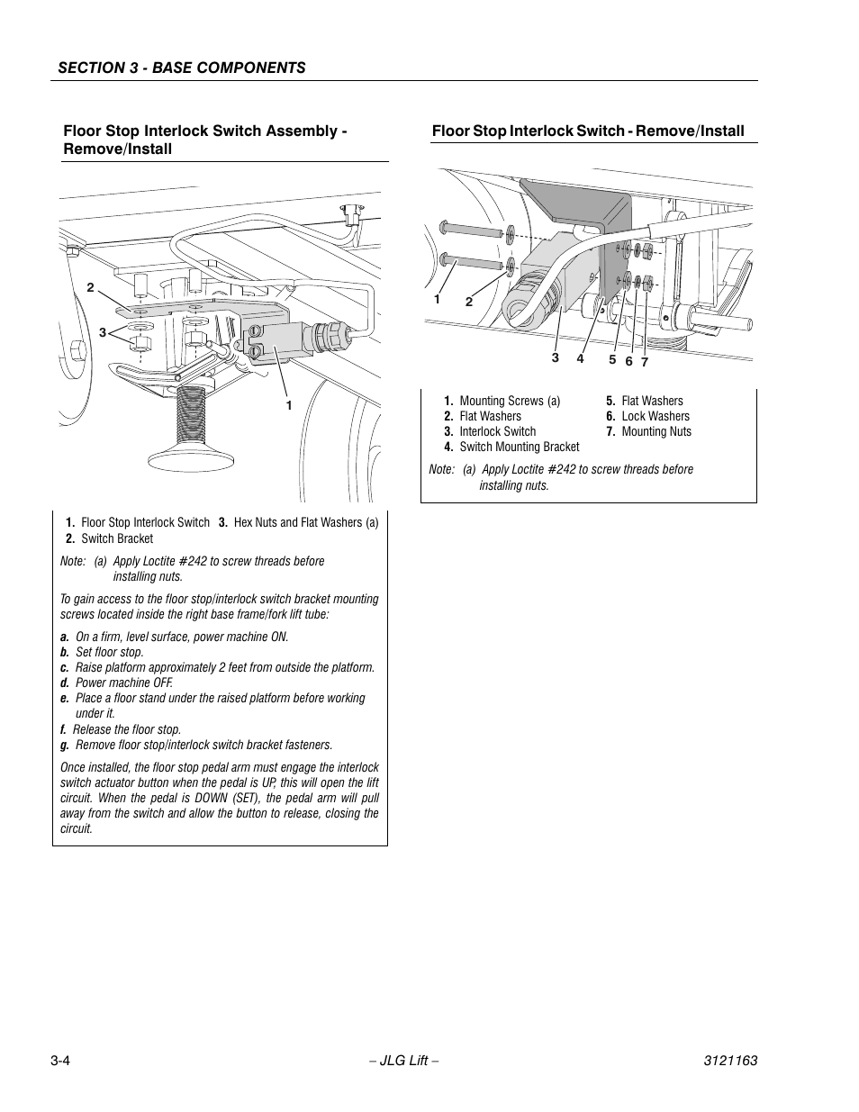 Floor stop interlock switch - remove/install | JLG 9MP Service Manual User Manual | Page 28 / 70