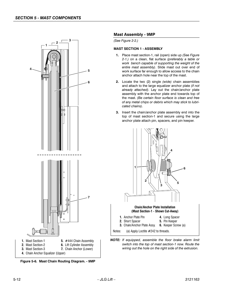 Mast assembly - 9mp, Mast assembly - 9mp -12, Mast chain routing diagram mp -12 | JLG 9MP Service Manual User Manual | Page 56 / 70