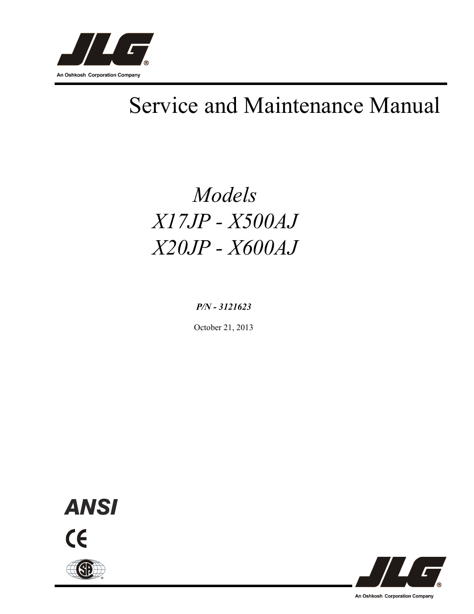 JLG X20JP - X600AJ Service Manual User Manual | 385 pages