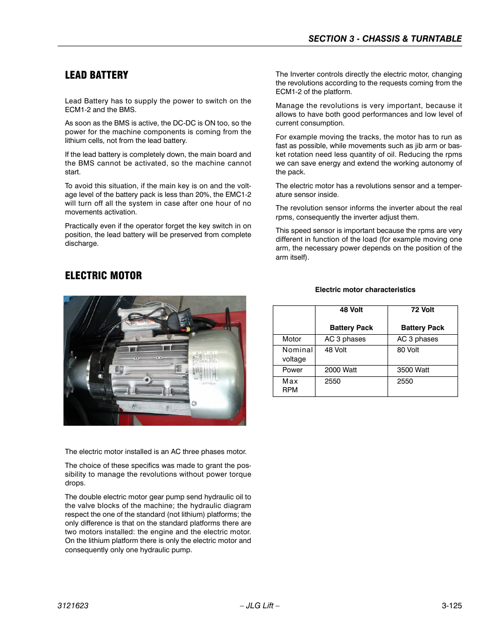 Lead battery, Electric motor | JLG X20JP - X600AJ Service Manual User Manual | Page 149 / 385