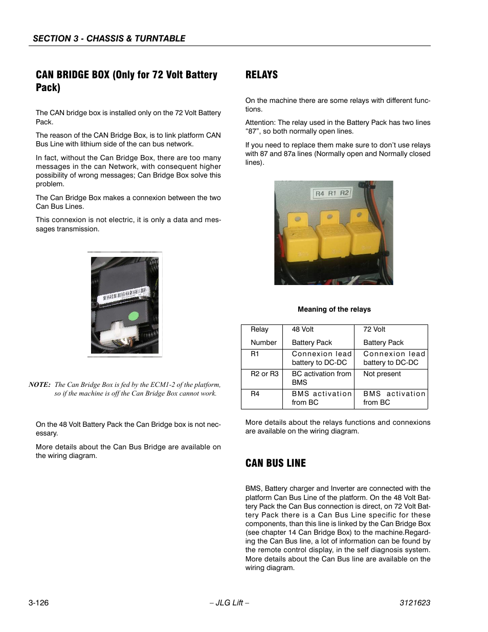 Can bridge box (only for 72 volt battery pack), Relays, Can bus line | JLG X20JP - X600AJ Service Manual User Manual | Page 150 / 385