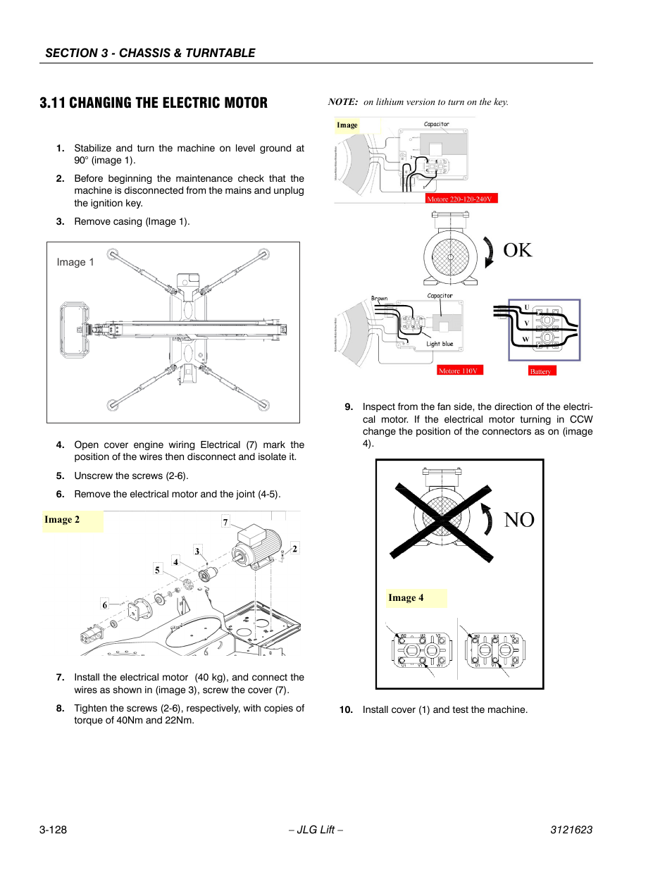 11 changing the electric motor | JLG X20JP - X600AJ Service Manual User Manual | Page 152 / 385