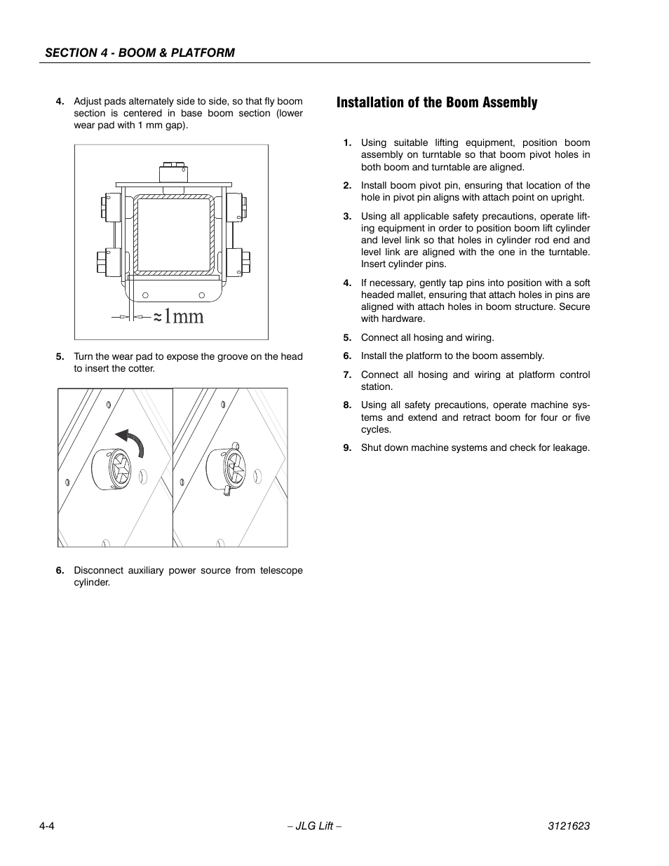 Installation of the boom assembly | JLG X20JP - X600AJ Service Manual User Manual | Page 157 / 385