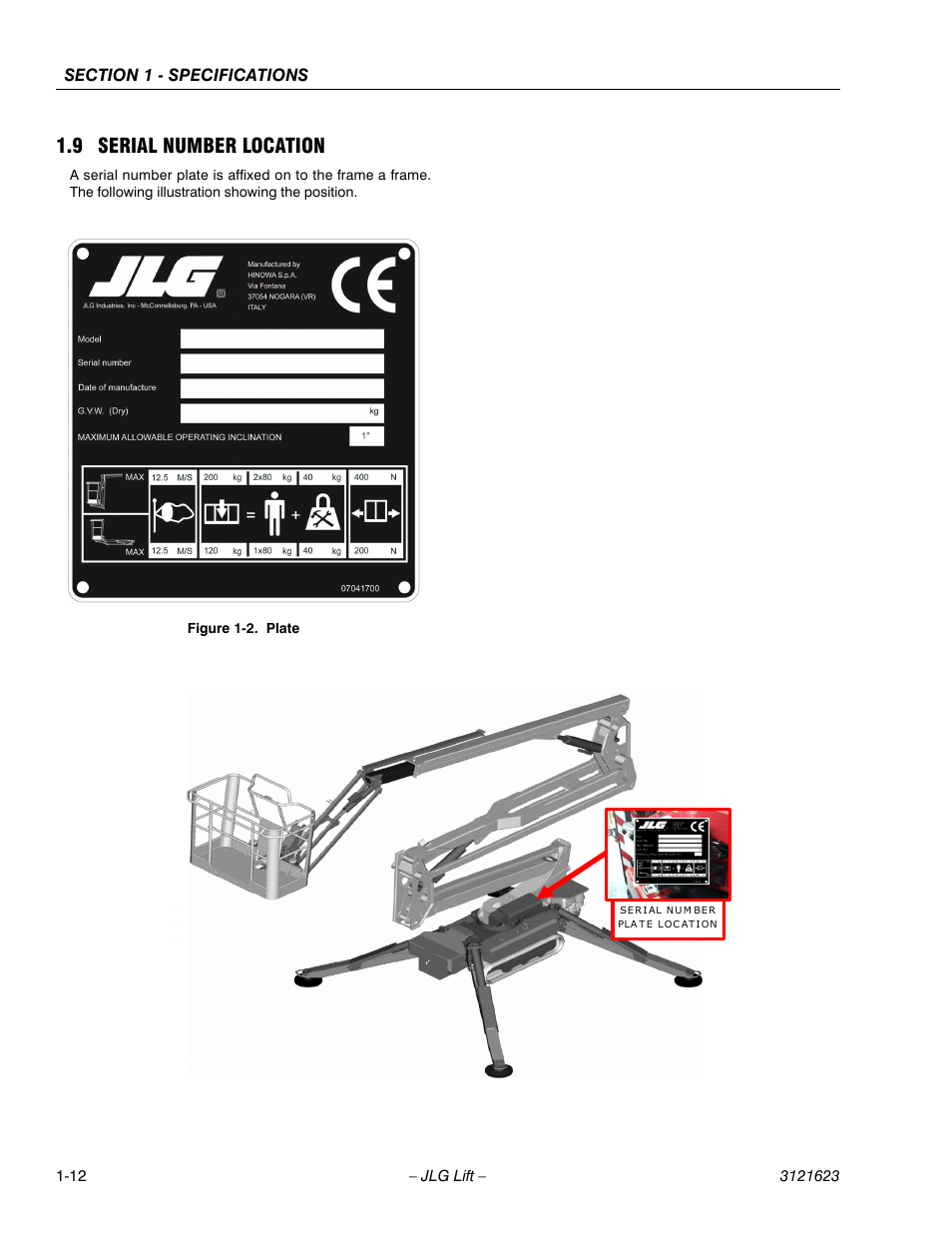 9 serial number location | JLG X20JP - X600AJ Service Manual User Manual | Page 17 / 385