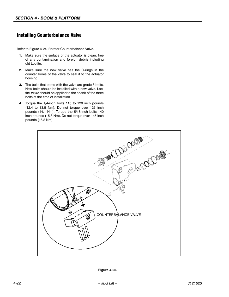 Installing counterbalance valve | JLG X20JP - X600AJ Service Manual User Manual | Page 175 / 385