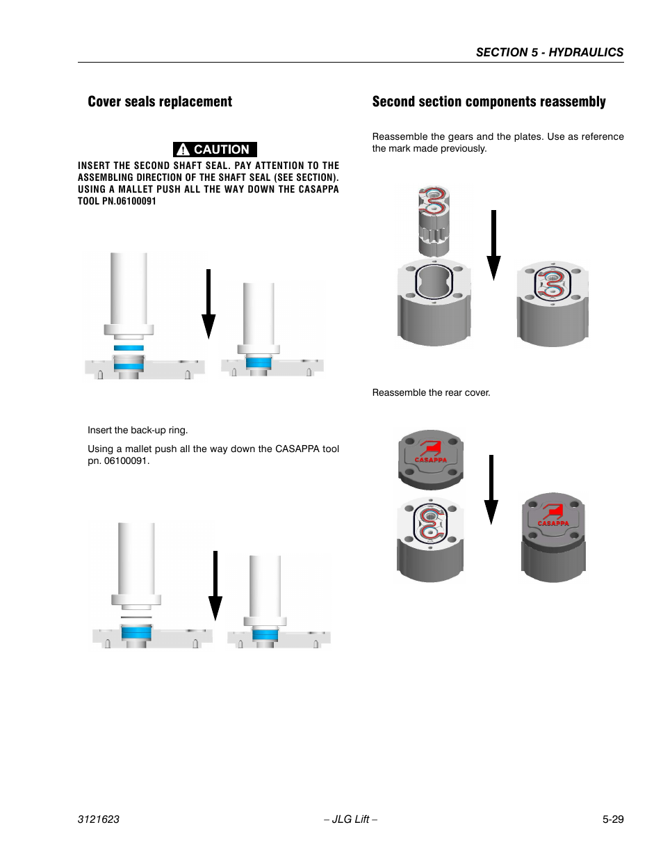 Cover seals replacement, Second section components reassembly | JLG X20JP - X600AJ Service Manual User Manual | Page 207 / 385