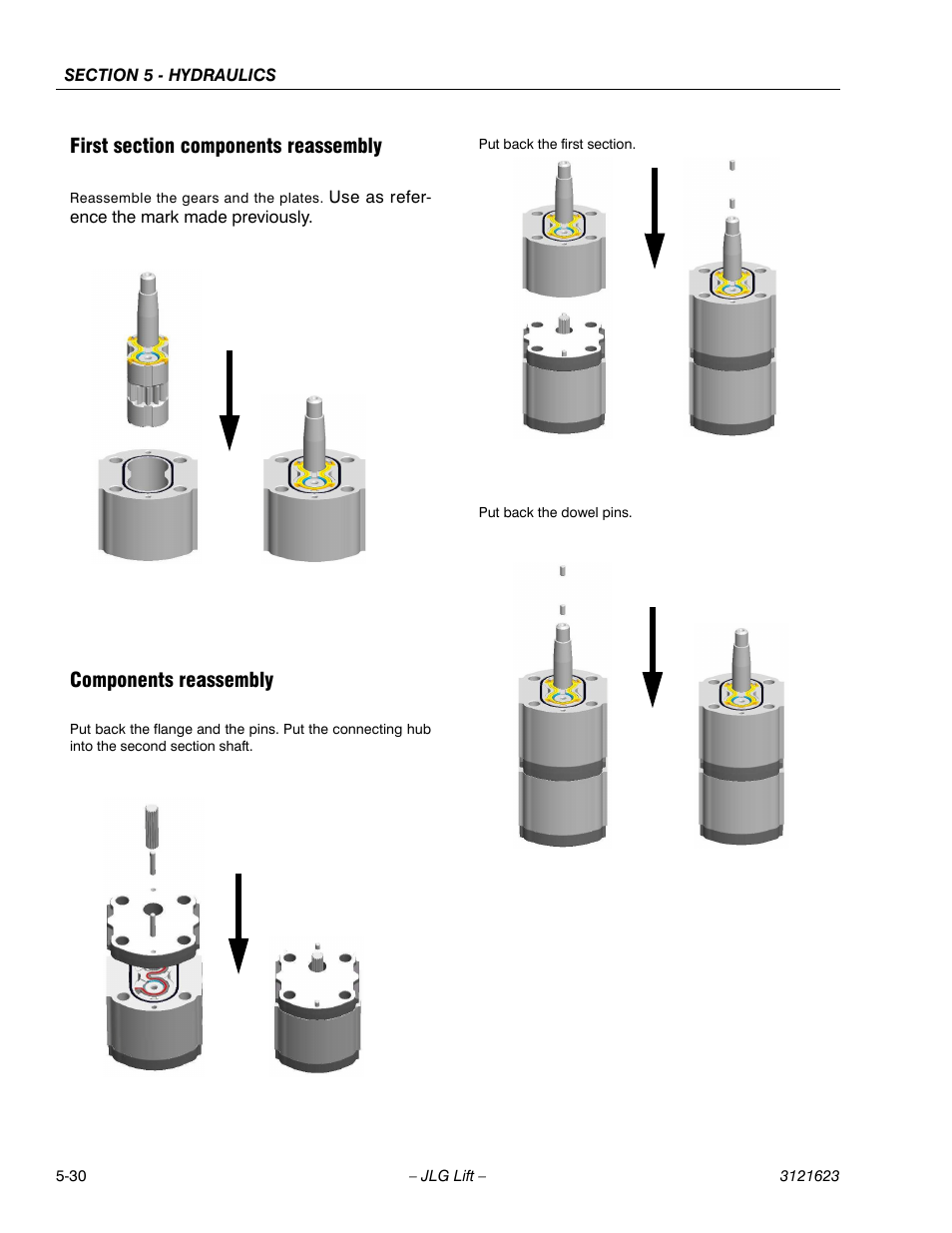 First section components reassembly, Components reassembly | JLG X20JP - X600AJ Service Manual User Manual | Page 208 / 385