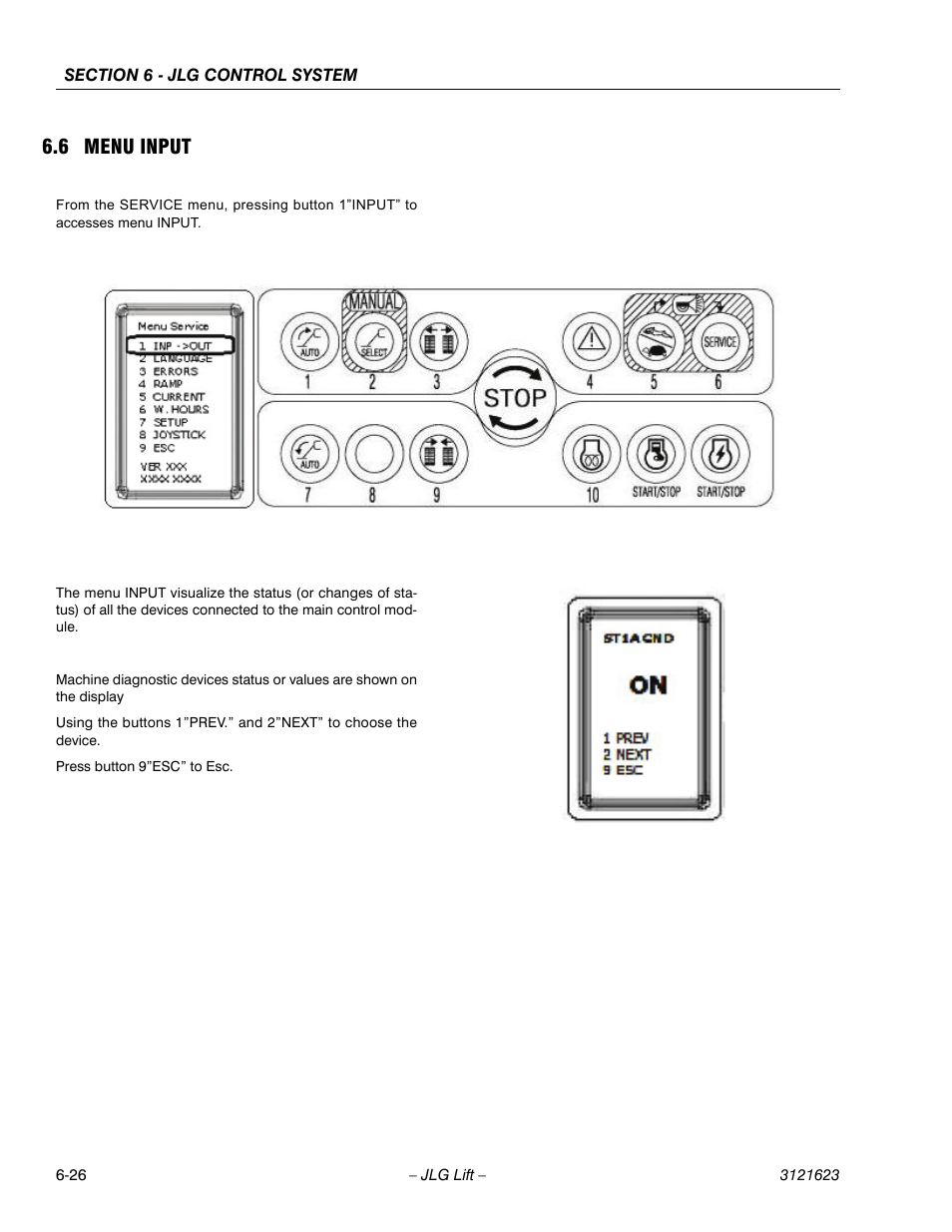 6 menu input | JLG X20JP - X600AJ Service Manual User Manual | Page 242 / 385
