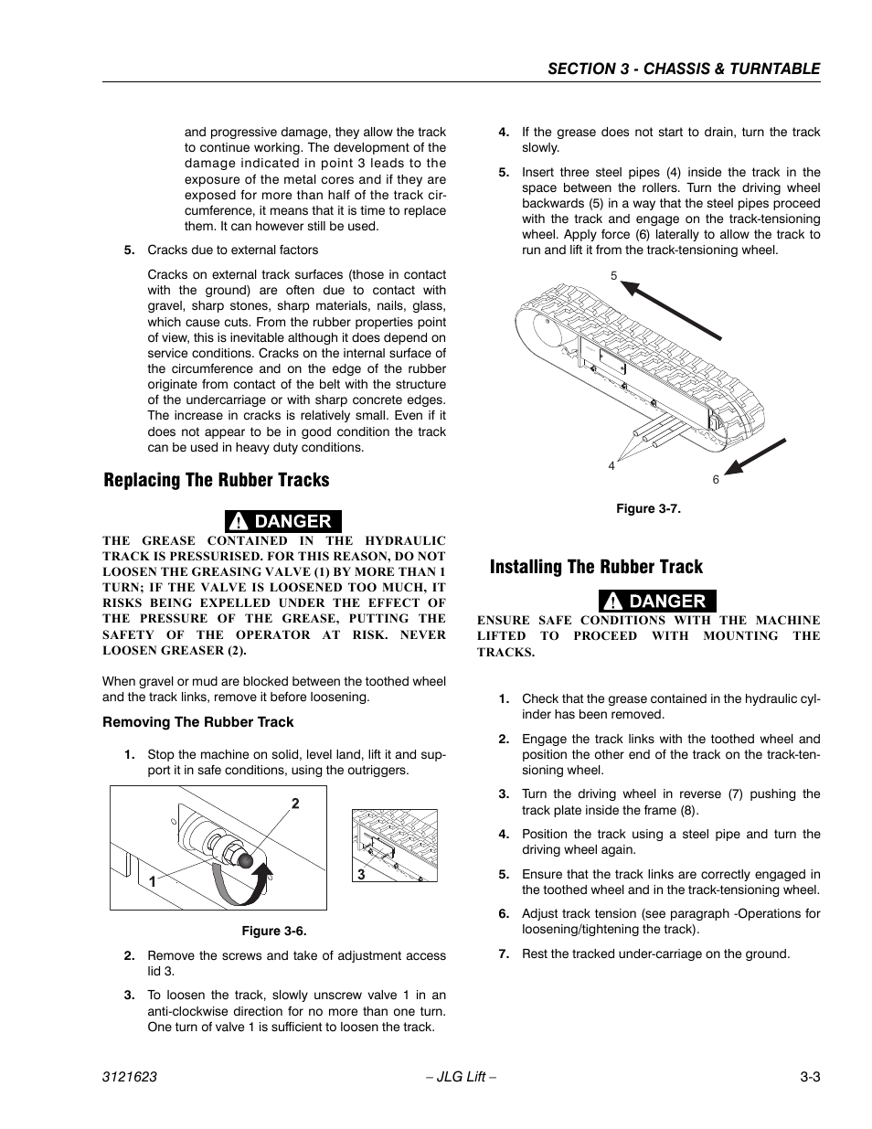 Replacing the rubber tracks, Installing the rubber track | JLG X20JP - X600AJ Service Manual User Manual | Page 27 / 385