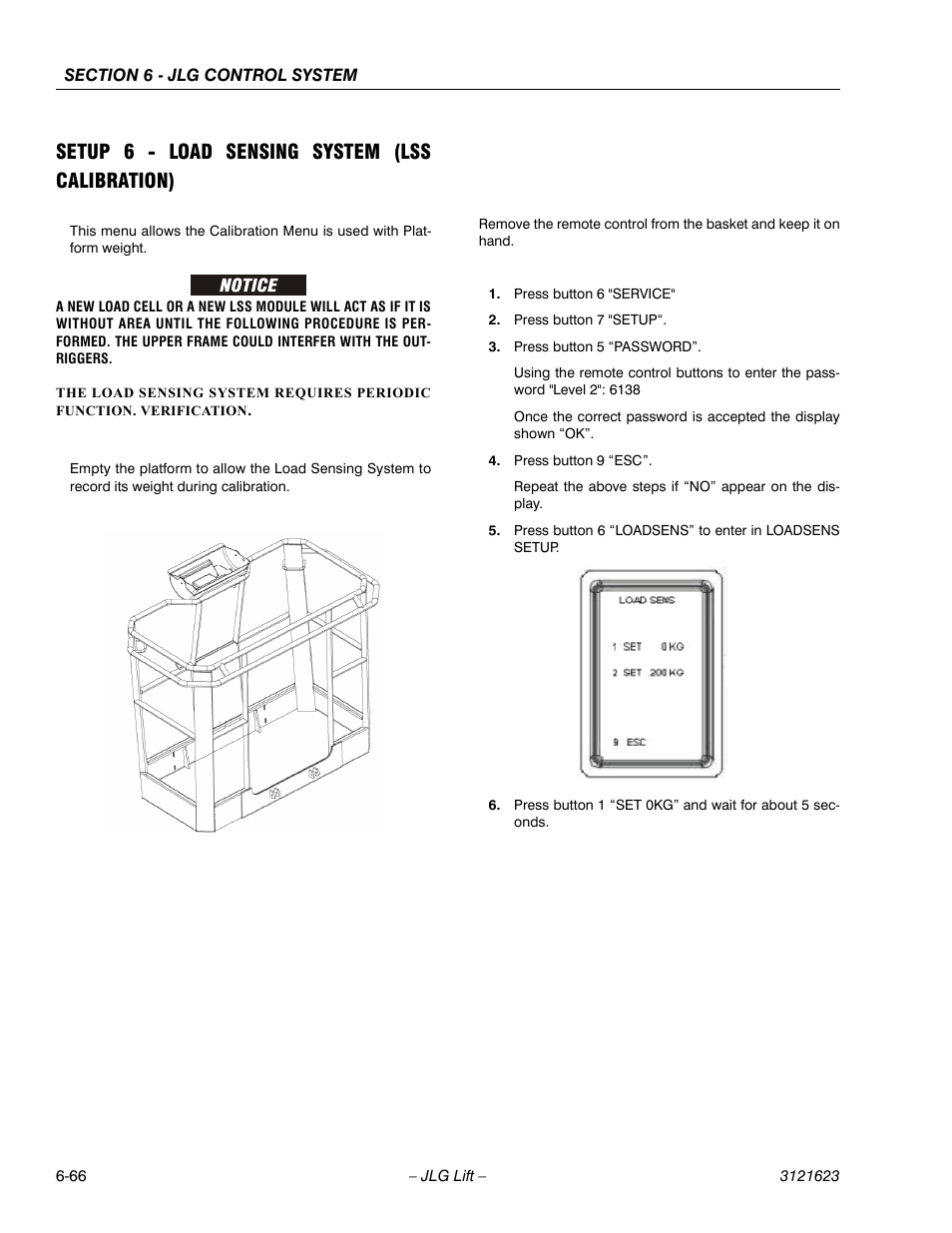 Setup 6 - load sensing system (lss calibration) | JLG X20JP - X600AJ Service Manual User Manual | Page 282 / 385