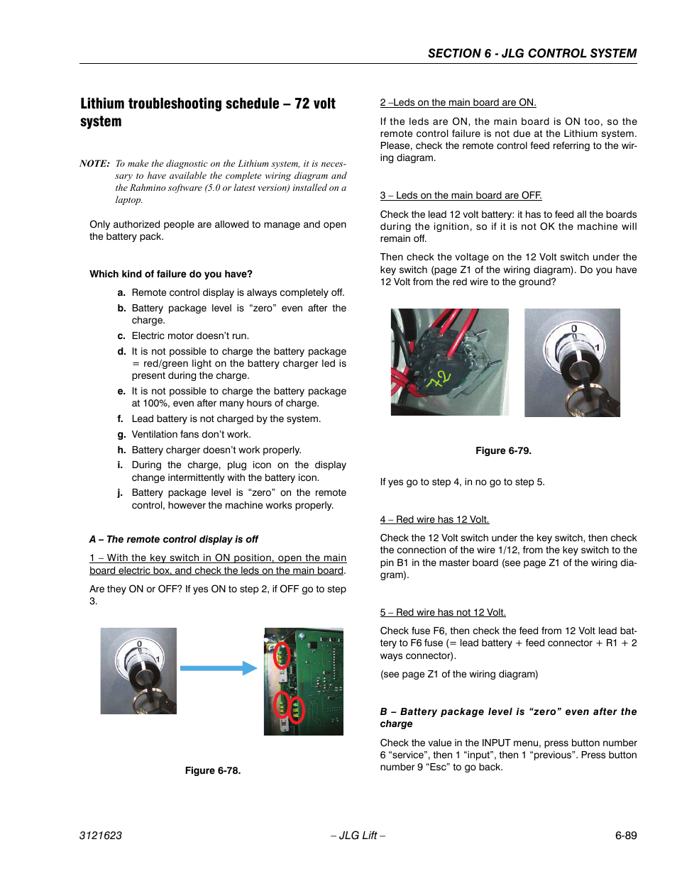 Lithium troubleshooting schedule – 72 volt system | JLG X20JP - X600AJ Service Manual User Manual | Page 305 / 385