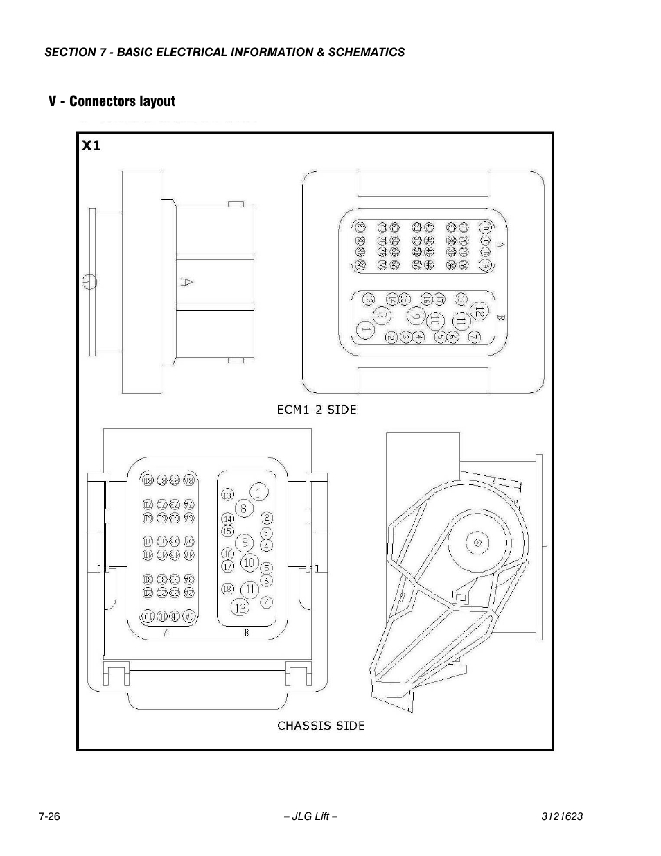 V - connectors layout | JLG X20JP - X600AJ Service Manual User Manual | Page 351 / 385