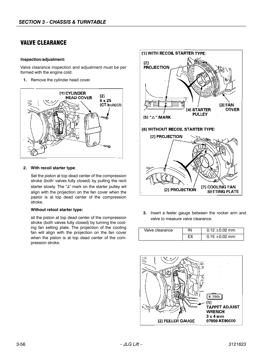 Valve clearance | JLG X20JP - X600AJ Service Manual User Manual | Page 80 / 385