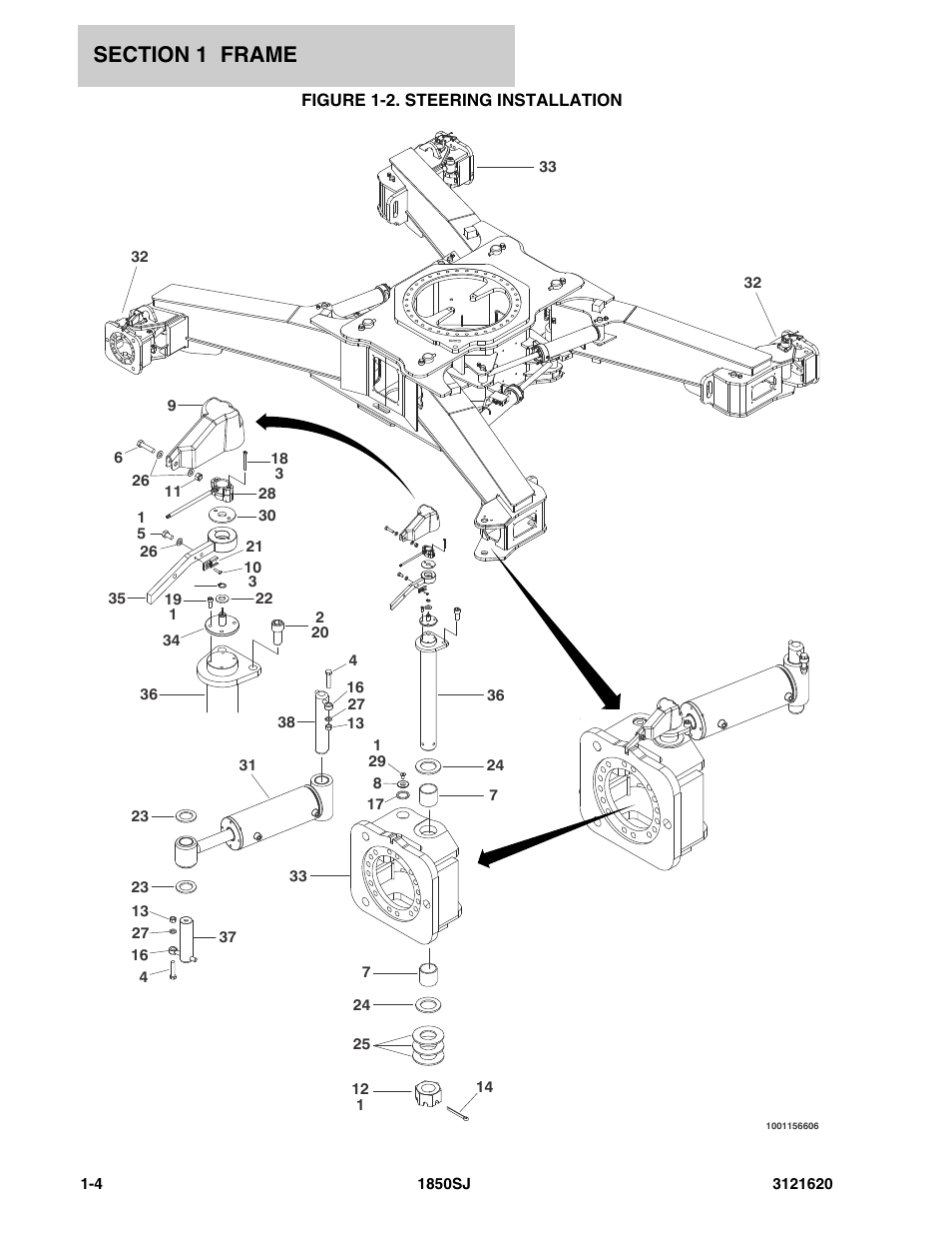 Figure 1-2. steering installation, Steer | JLG 1850SJ Parts Manual User Manual | Page 14 / 468