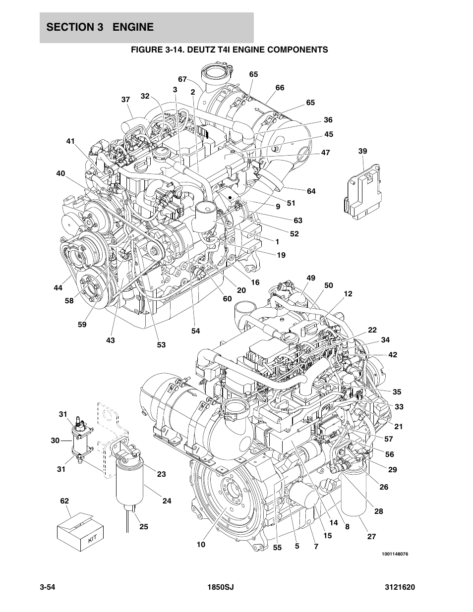 Figure 3-14. deutz t4i engine components | JLG 1850SJ Parts Manual User Manual | Page 146 / 468