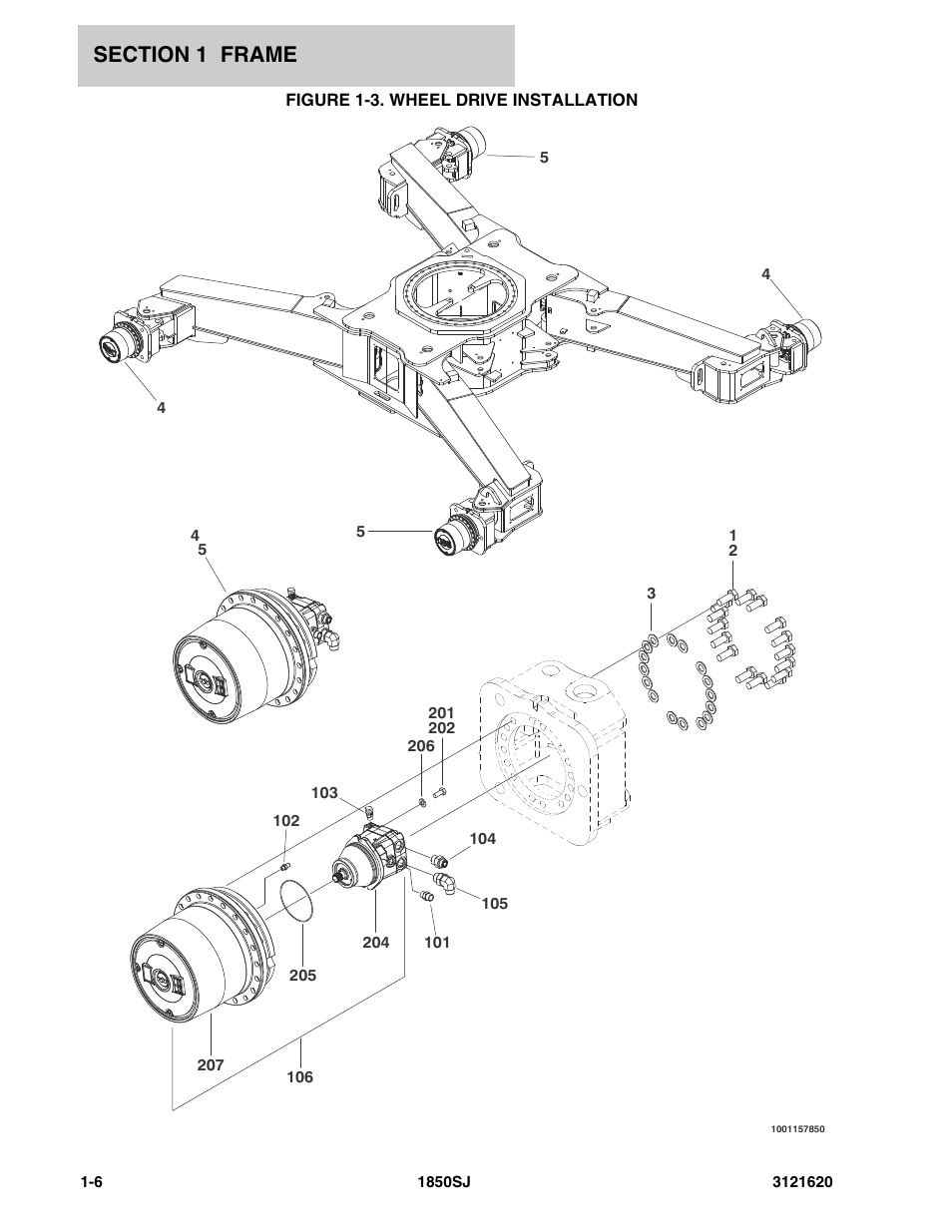 Figure 1-3. wheel drive installation | JLG 1850SJ Parts Manual User Manual | Page 16 / 468