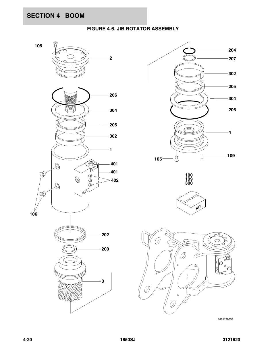 Figure 4-6. jib rotator assembly | JLG 1850SJ Parts Manual User Manual | Page 188 / 468