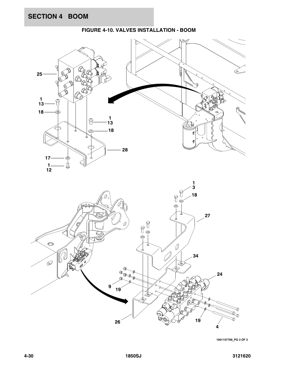 Figure 4-10. valves installation - boom | JLG 1850SJ Parts Manual User Manual | Page 198 / 468