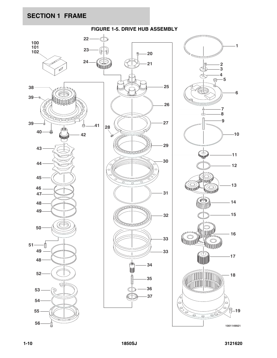 Figure 1-5. drive hub assembly | JLG 1850SJ Parts Manual User Manual | Page 20 / 468