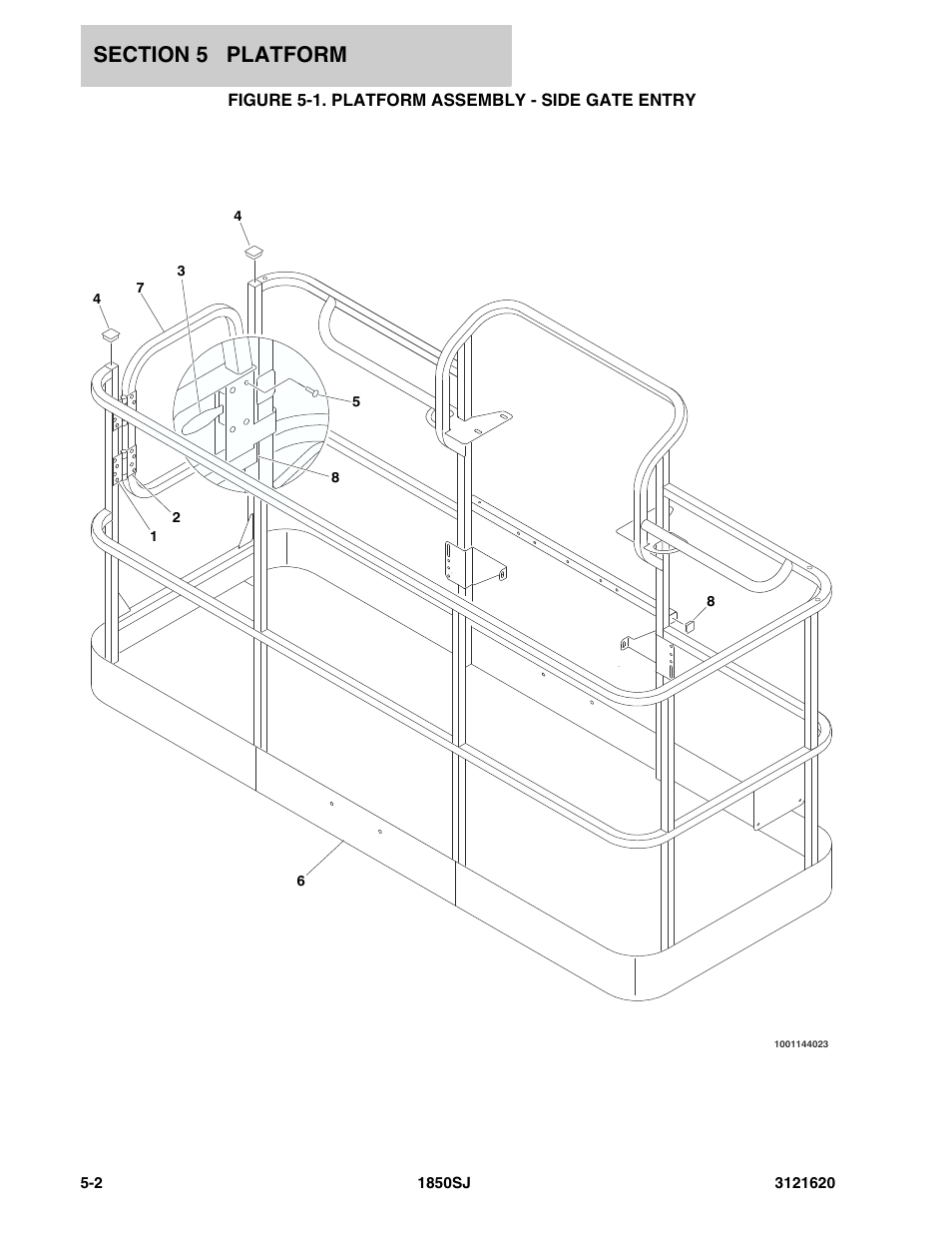 Figure 5-1. platform assembly - side gate entry | JLG 1850SJ Parts Manual User Manual | Page 222 / 468