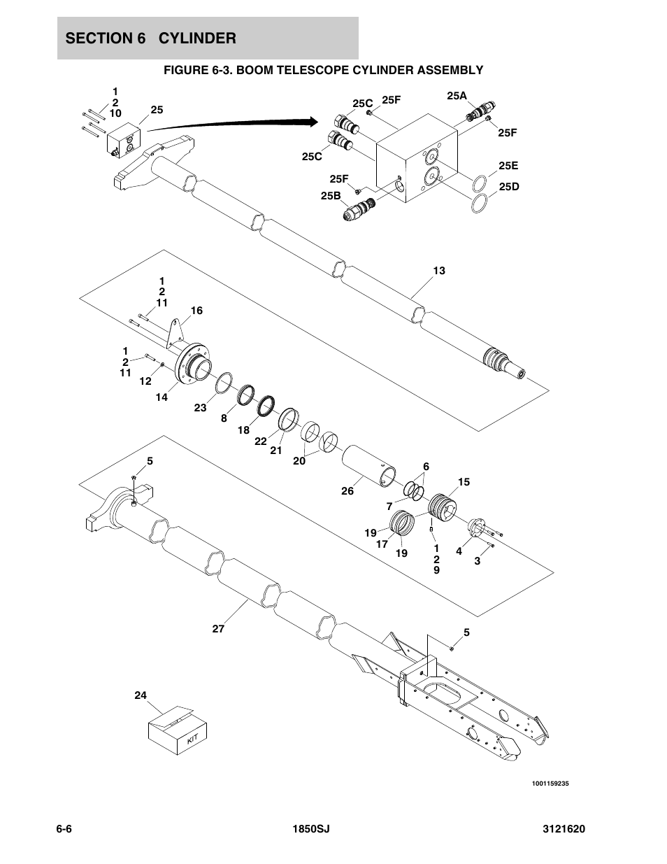 Figure 6-3. boom telescope cylinder assembly | JLG 1850SJ Parts Manual User Manual | Page 256 / 468