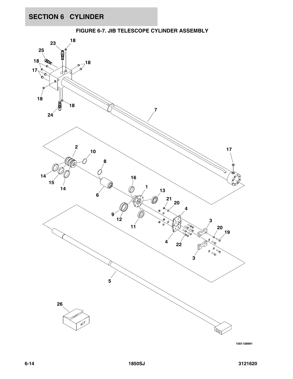 Figure 6-7. jib telescope cylinder assembly | JLG 1850SJ Parts Manual User Manual | Page 264 / 468