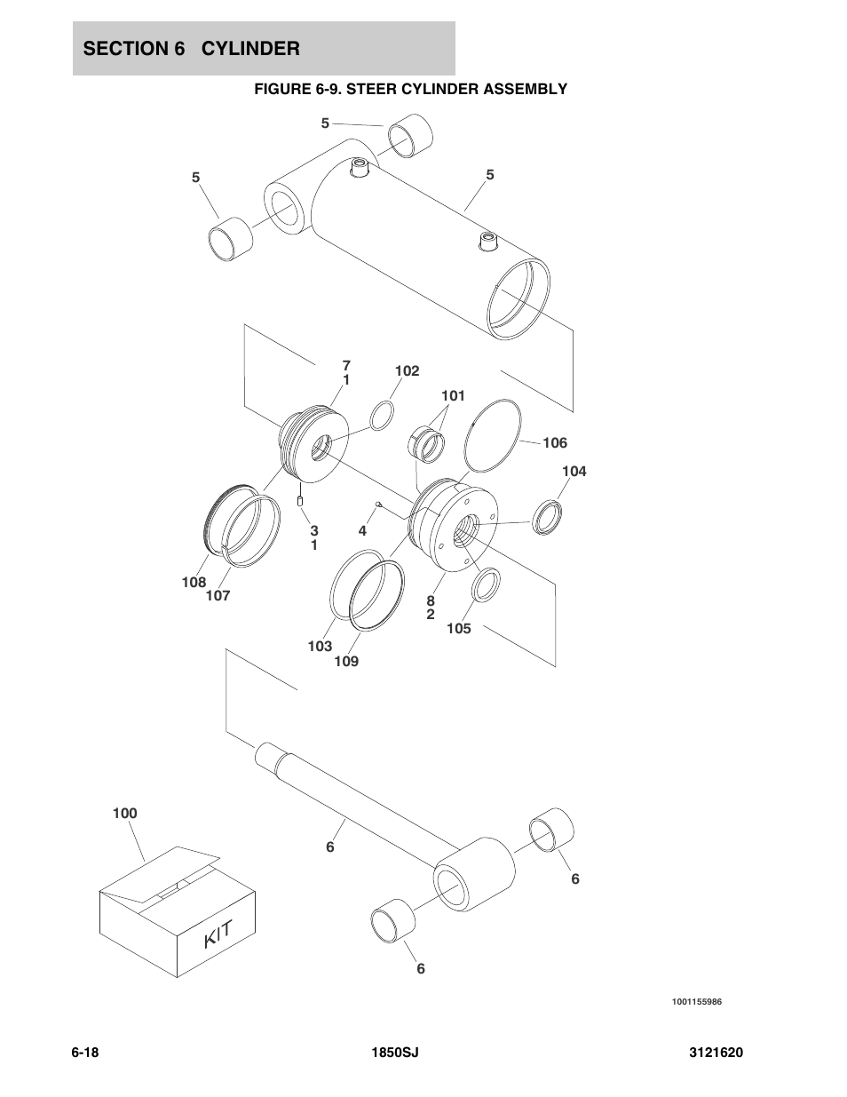 Figure 6-9. steer cylinder assembly, Steer | JLG 1850SJ Parts Manual User Manual | Page 268 / 468