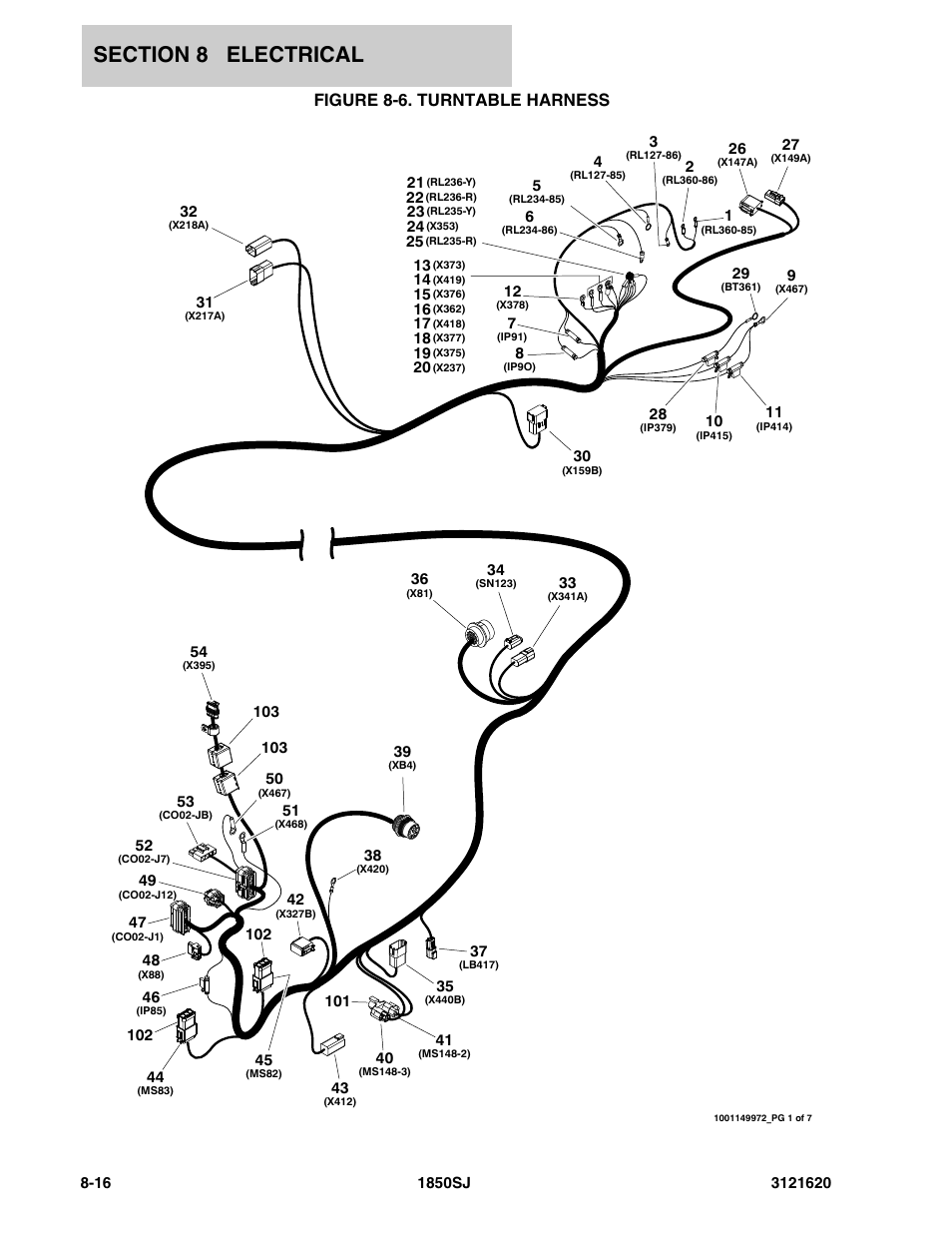 Figure 8-6. turntable harness | JLG 1850SJ Parts Manual User Manual | Page 298 / 468