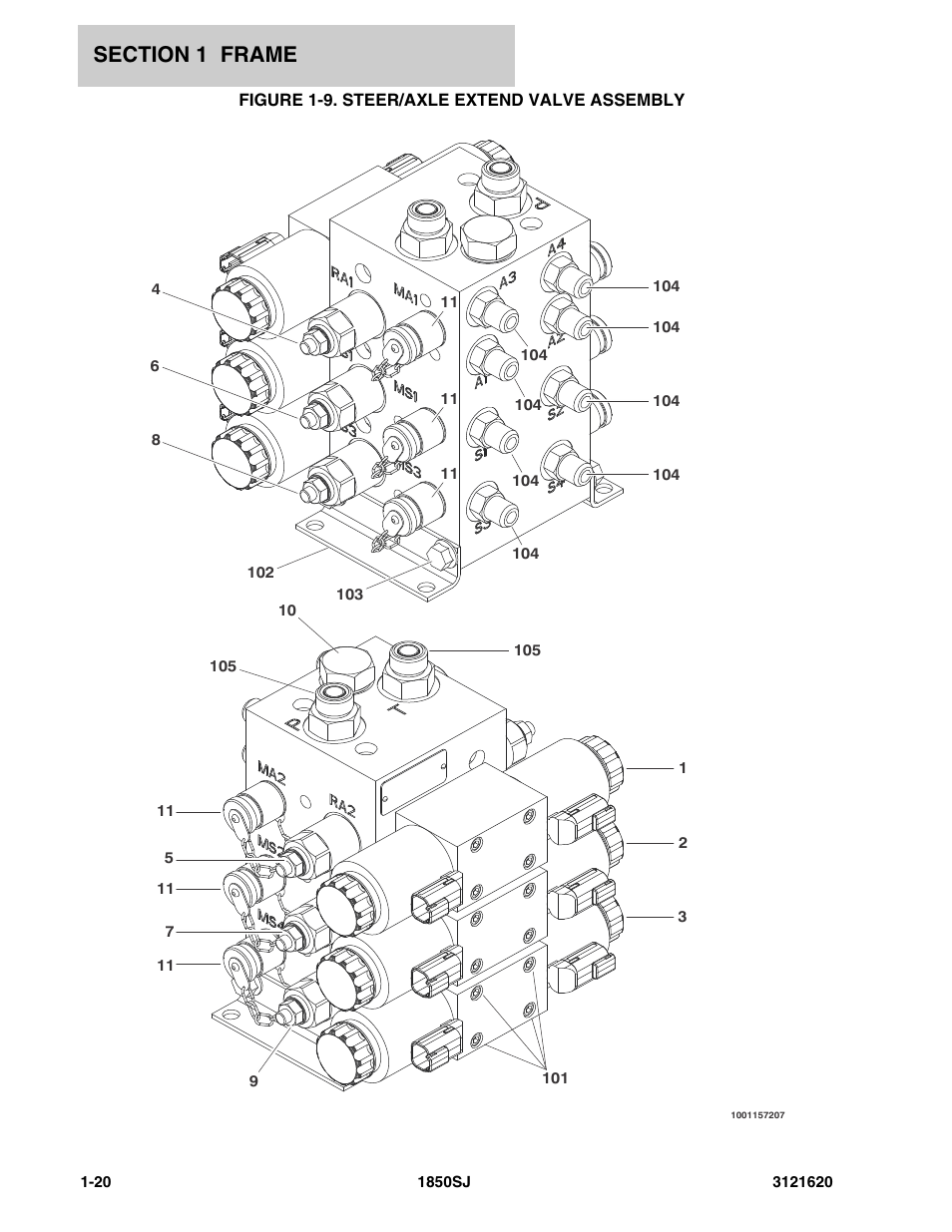 Figure 1-9. steer/axle extend valve assembly, Steer | JLG 1850SJ Parts Manual User Manual | Page 30 / 468