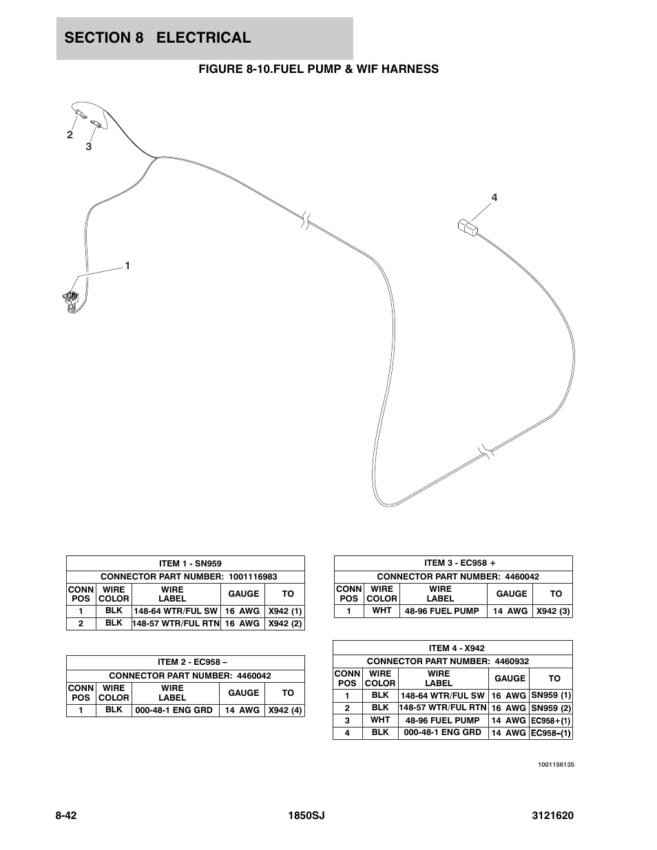 Figure 8-10. fuel pump & wif harness, Figure 8-10.fuel pump & wif harness | JLG 1850SJ Parts Manual User Manual | Page 324 / 468