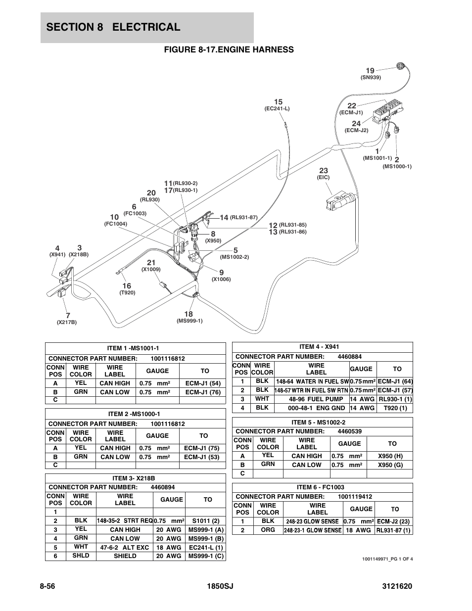 Figure 8-17. engine harness, Figure 8-17.engine harness | JLG 1850SJ Parts Manual User Manual | Page 338 / 468