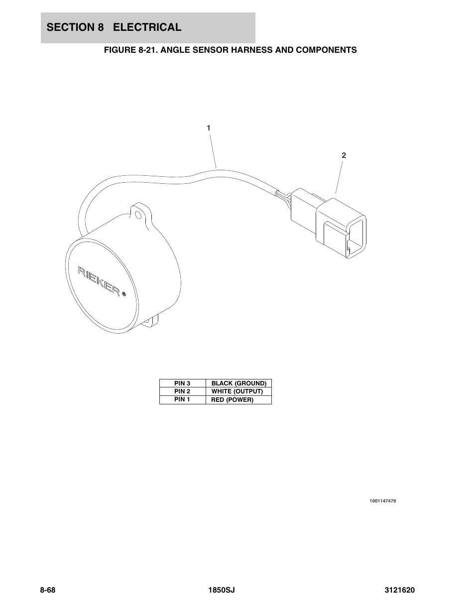 Figure 8-21. angle sensor harness and components | JLG 1850SJ Parts Manual User Manual | Page 350 / 468