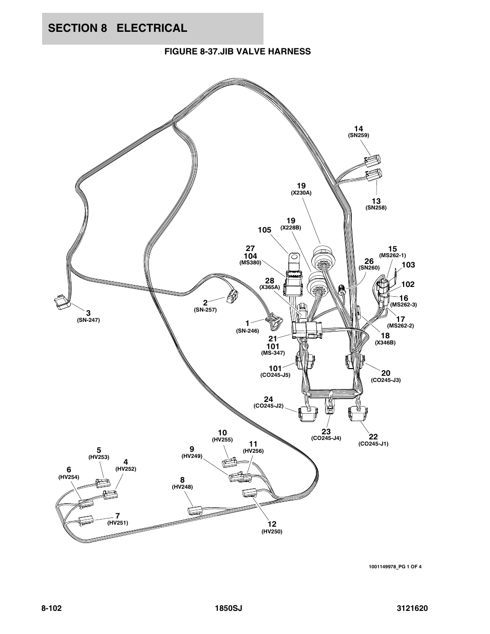 Figure 8-37. jib valve harness, Figure 8-37.jib valve harness | JLG 1850SJ Parts Manual User Manual | Page 384 / 468