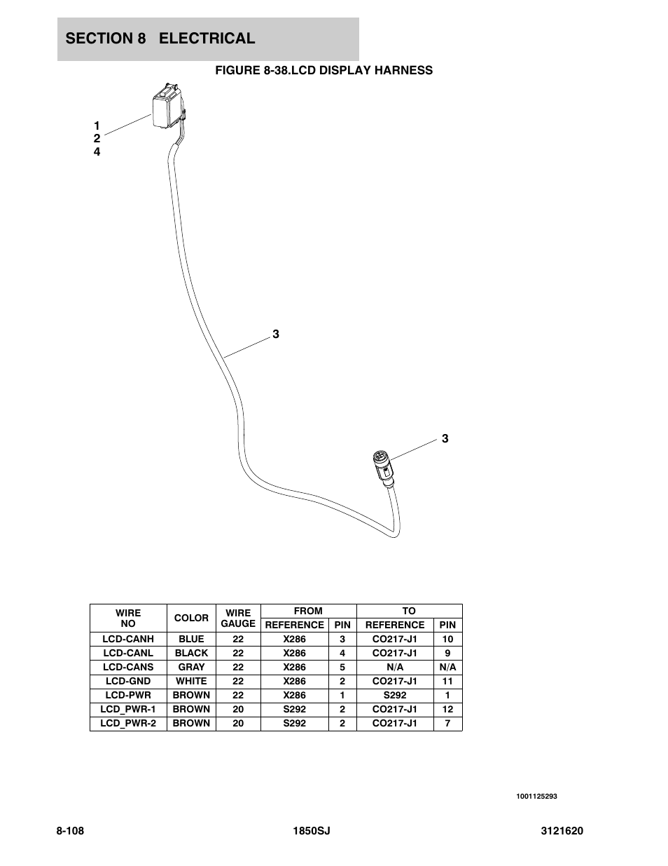 Figure 8-38. lcd display harness, Figure 8-38.lcd display harness | JLG 1850SJ Parts Manual User Manual | Page 390 / 468
