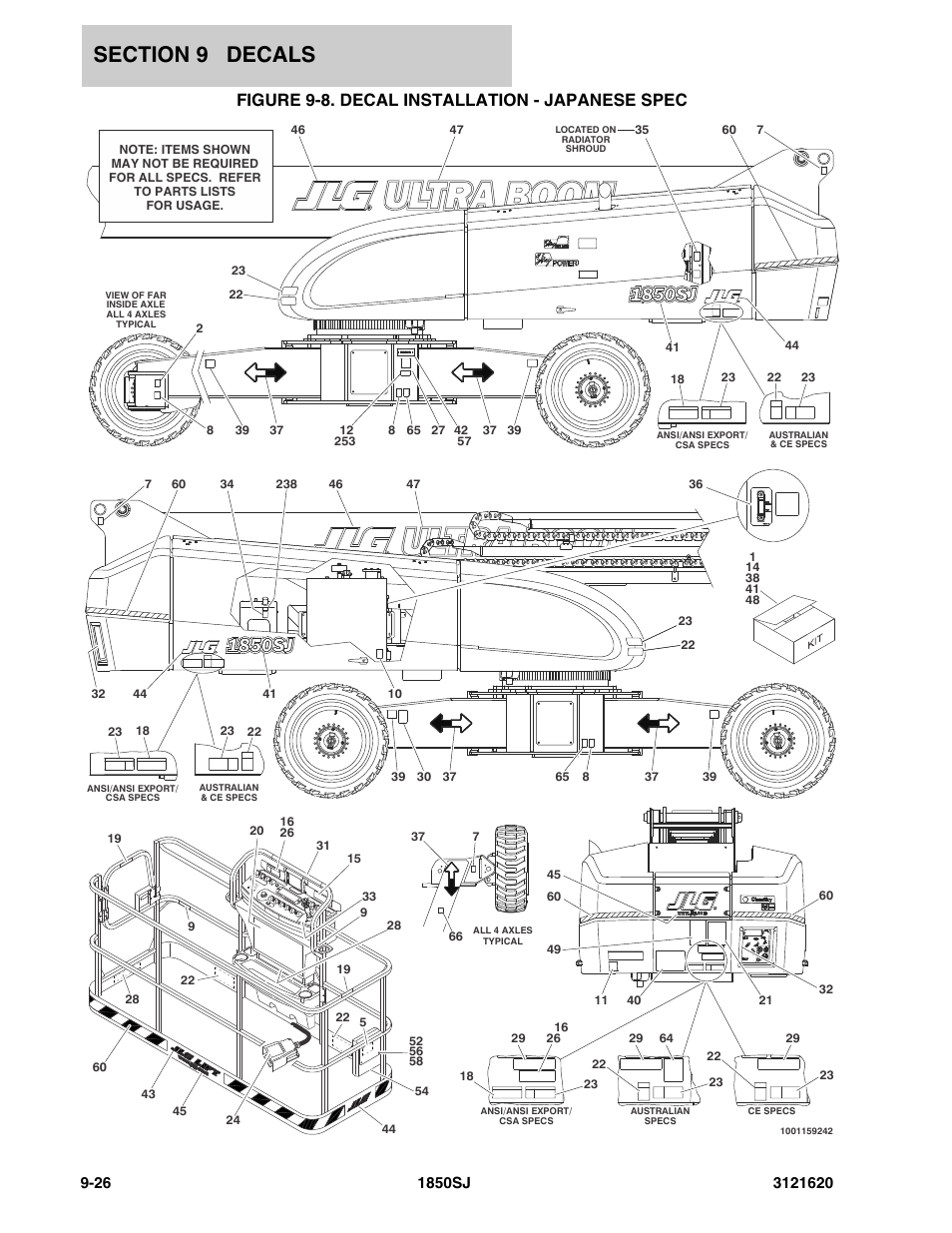 Figure 9-8. decal installation - japanese spec | JLG 1850SJ Parts Manual User Manual | Page 438 / 468