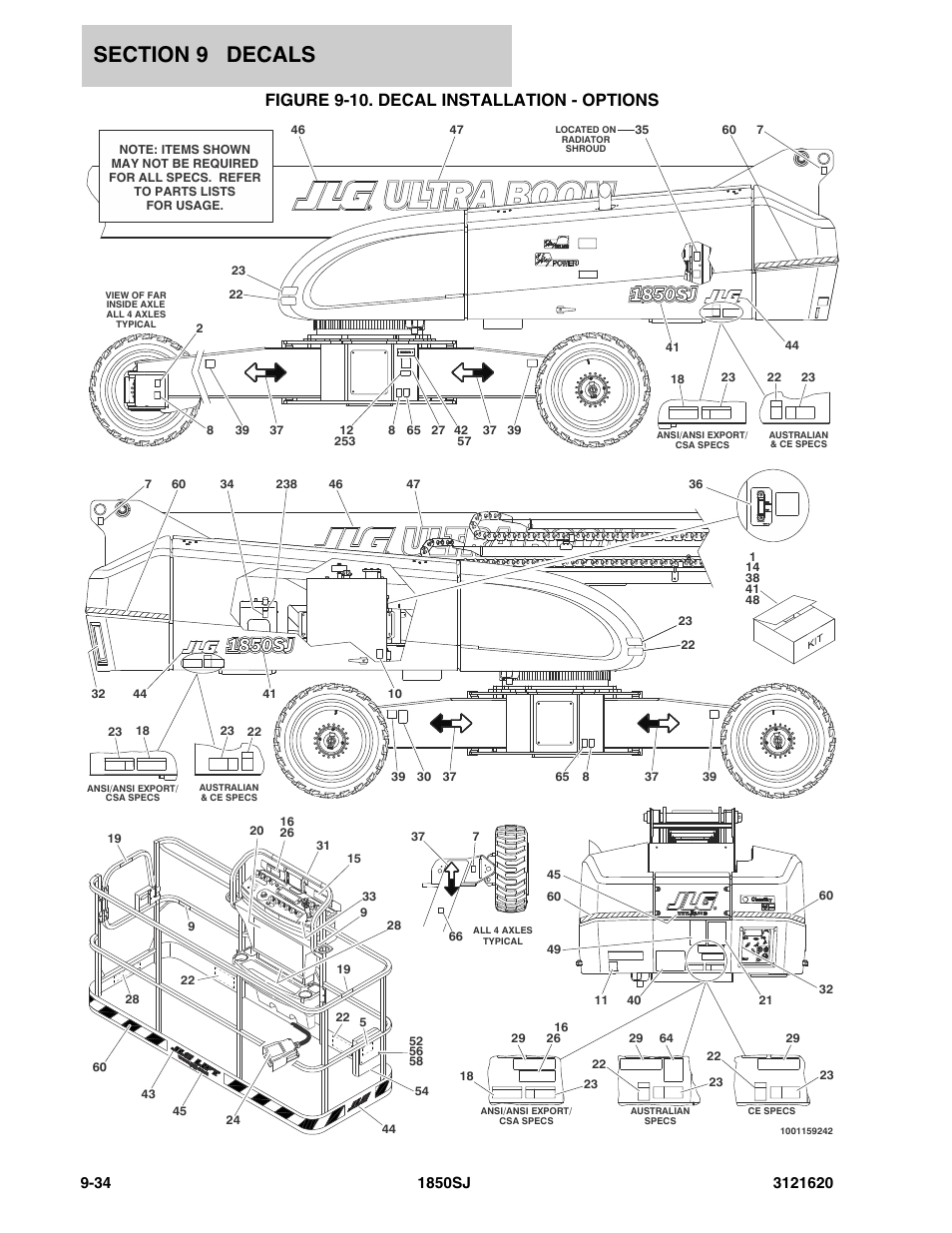 Figure 9-10. decal installation - options | JLG 1850SJ Parts Manual User Manual | Page 446 / 468