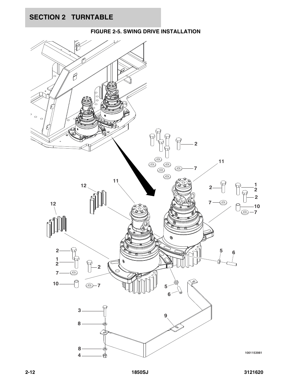 Figure 2-5. swing drive installation | JLG 1850SJ Parts Manual User Manual | Page 48 / 468