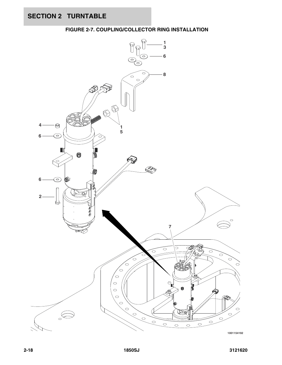 Figure 2-7. coupling/collector ring installation | JLG 1850SJ Parts Manual User Manual | Page 54 / 468