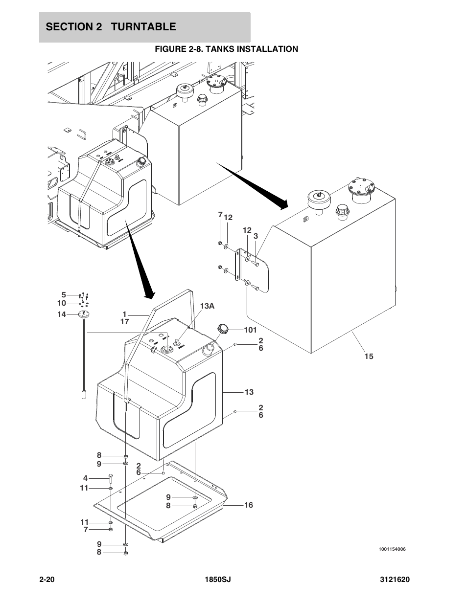 Figure 2-8. tanks installation, Tanks | JLG 1850SJ Parts Manual User Manual | Page 56 / 468