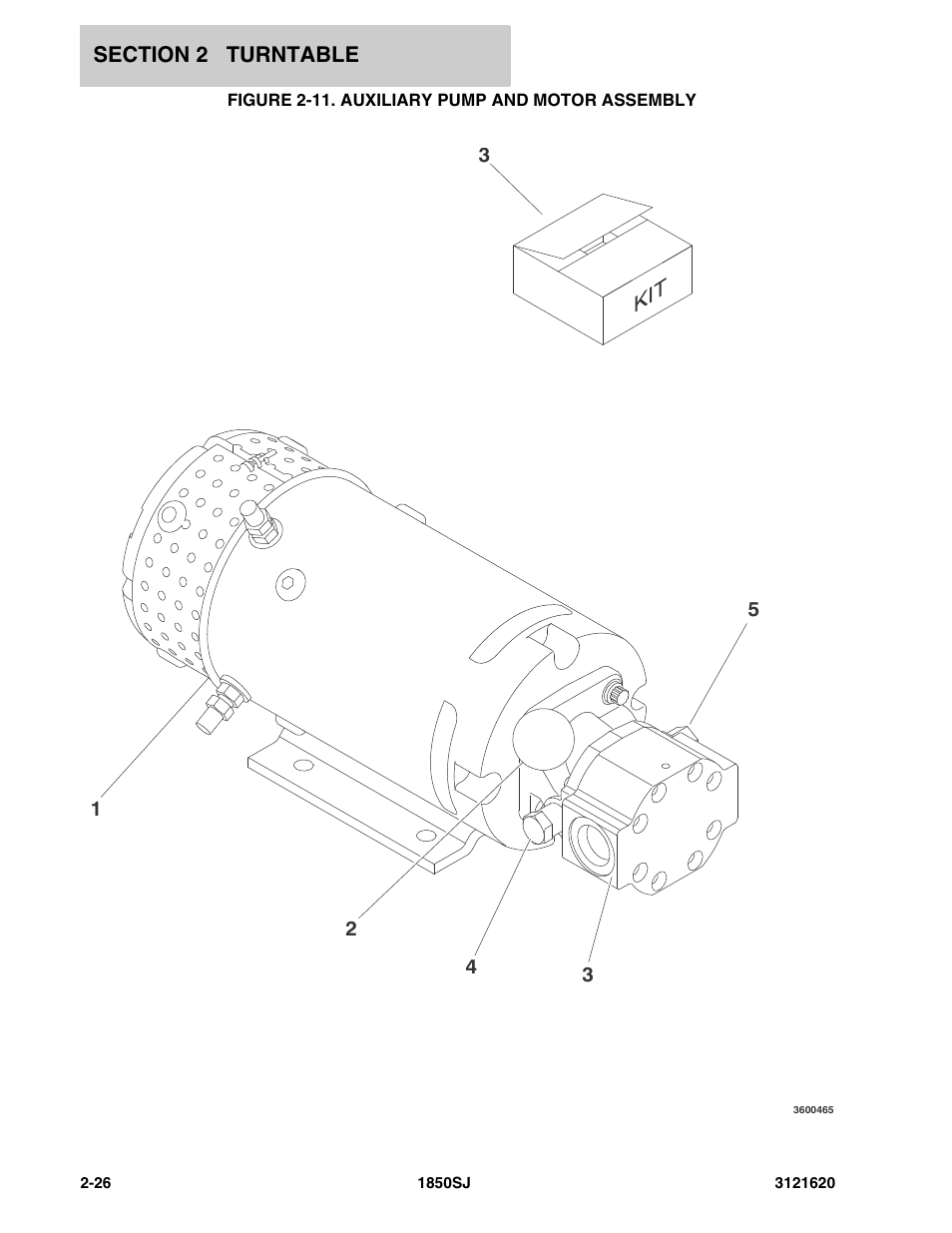 Figure 2-11. auxiliary pump and motor assembly | JLG 1850SJ Parts Manual User Manual | Page 62 / 468