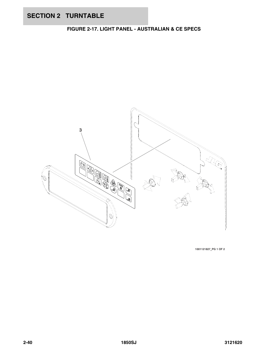 Figure 2-17. light panel - australian & ce specs | JLG 1850SJ Parts Manual User Manual | Page 76 / 468
