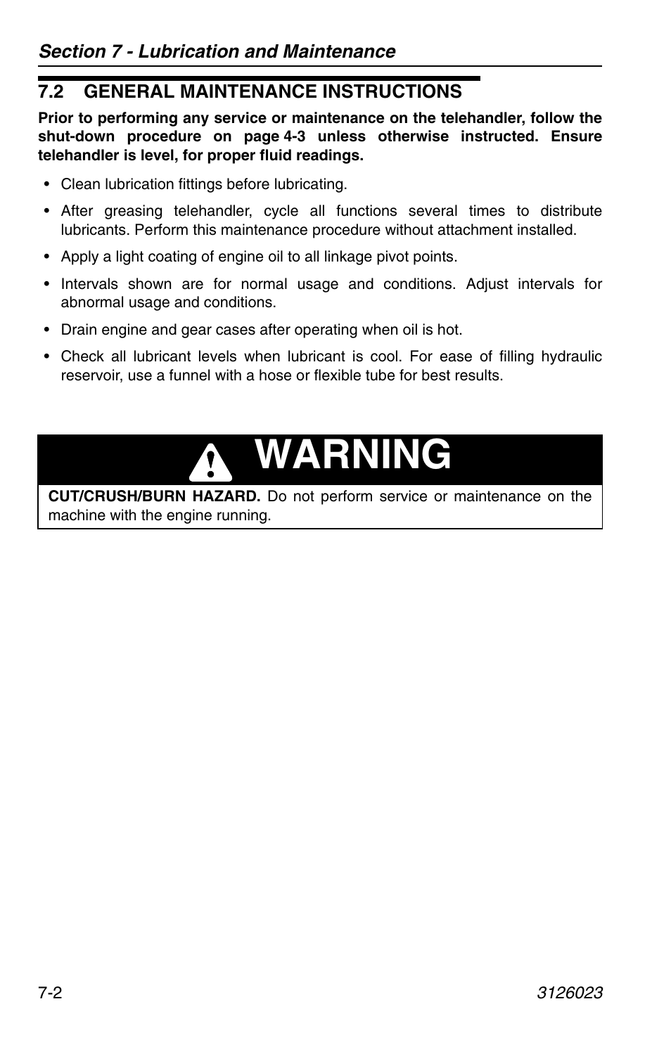 2 general maintenance instructions, 2 general maintenance instructions -2, Warning | JLG 266 LoPro Operator Manual User Manual | Page 106 / 140