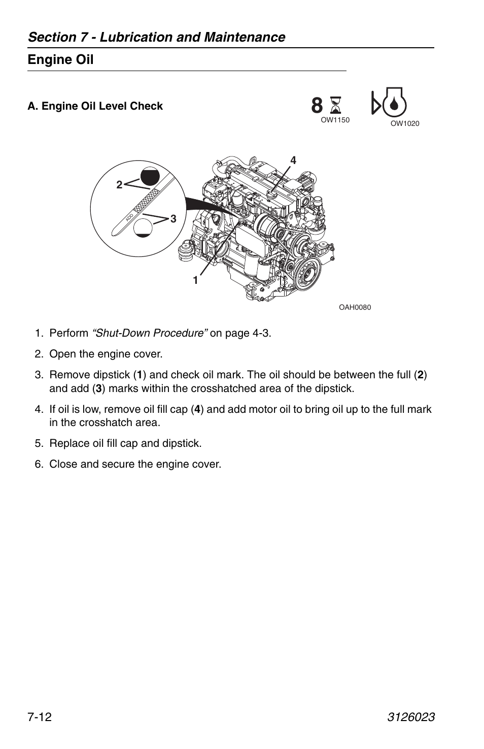 Engine oil, Engine oil -12 | JLG 266 LoPro Operator Manual User Manual | Page 116 / 140